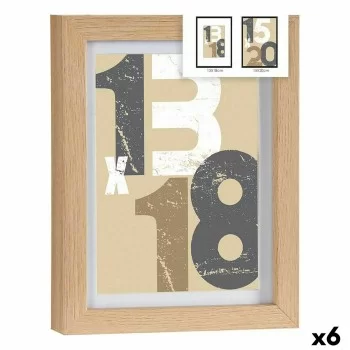 Photo frame 18 x 23 x 2,5 cm Natural Glass MDF Wood (6...