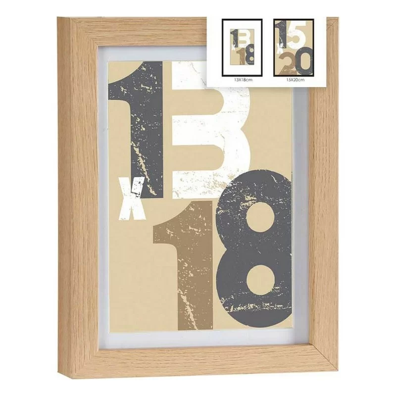 Photo frame 18 x 23 x 2,5 cm Natural Glass MDF...