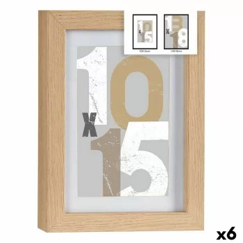 Photo frame 16 x 21 x 2,5 cm Natural Glass MDF Wood (6...