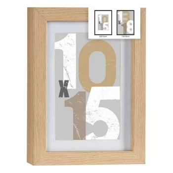 Photo frame 16 x 21 x 2,5 cm Natural Glass MDF Wood (6... 2