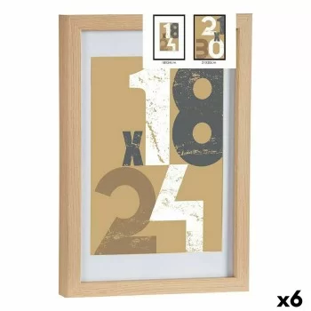 Photo frame 24 x 2,5 x 32,5 cm Natural Glass MDF Wood (6...