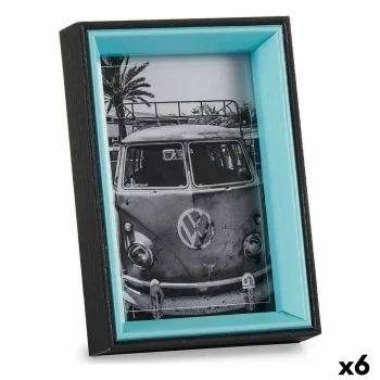 Photo frame 3 x 17 x 12 cm Crystal Black Blue MDF Wood (6...