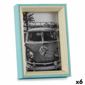 Photo frame 3 x 17 x 12 cm Crystal Blue White MDF Wood (6...