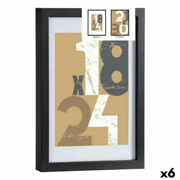 Photo frame 24 x 2,5 x 32,5 cm Black Glass MDF Wood (6...