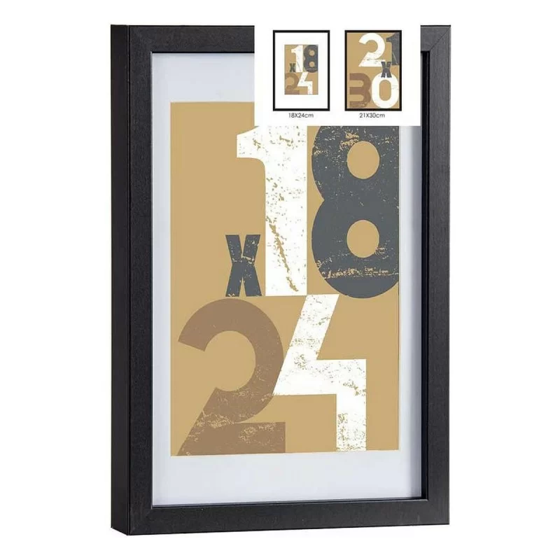 Photo frame 24 x 2,5 x 32,5 cm Black Glass MDF...