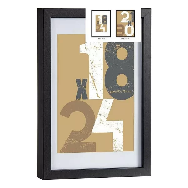 Photo frame 24 x 2,5 x 32,5 cm Black Glass MDF Wood (6 Units)