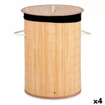 Laundry basket Natural Black Metal Bamboo 48 L MDF Wood...