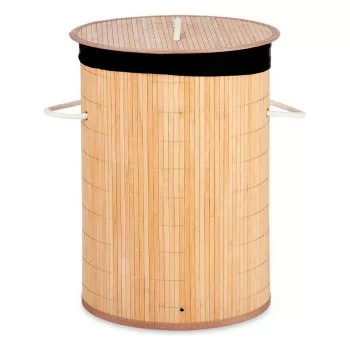 Laundry basket Natural Black Metal Bamboo 48 L MDF Wood... 2