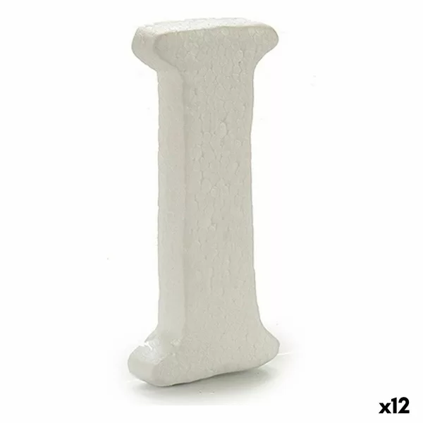 Letter I White polystyrene 1 x 15 x 13,5 cm (12 Units)