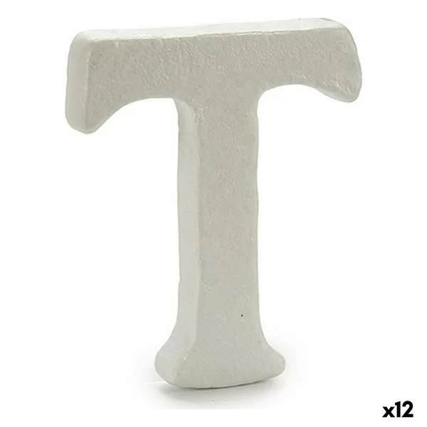 Letter T White polystyrene 1 x 15 x 13,5 cm (12 Units)