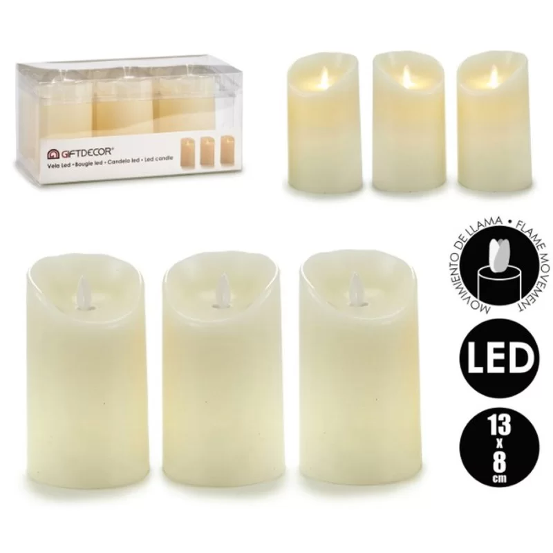 Candle Set Oscillation LED Cream 8 x 13 x 8 cm...