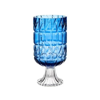 Vase Engraving Blue Crystal 13 x 26,5 x 13 cm (6 Units) 2