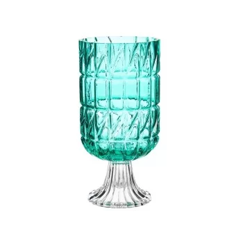 Vase Engraving Turquoise Crystal 13 x 26,5 x 13 cm (6 Units) 2