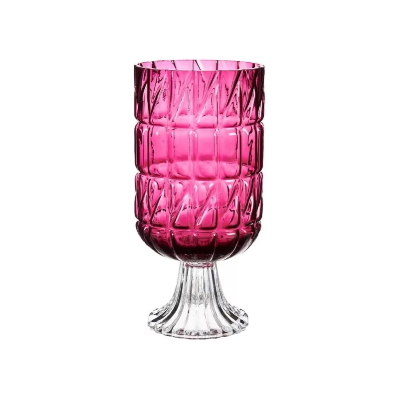 Vase Engraving Dark pink Crystal 13 x 26,5 x 13...