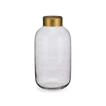 Vase Grey Golden Glass 14,5 x 29,5 x 14,5 cm (6 Units) 2