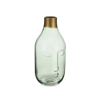 Vase Face Green Glass 11 x 24,5 x 12 cm (6 Units) 2