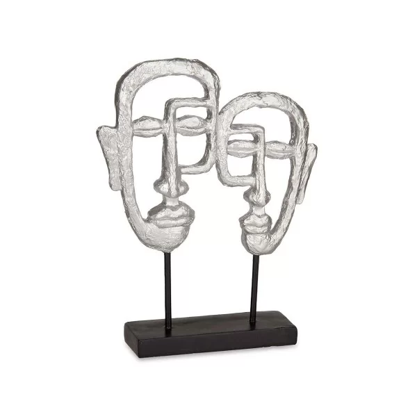 Decorative Figure Face Silver 27 x 32,5 x 10,5 cm (4 Units)