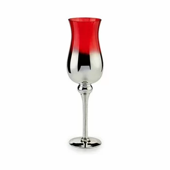 Candleholder Crystal Red Silver 14 x 45 x 14 cm (6 Units) 2