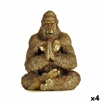 Decorative Figure Yoga Gorilla Golden 16 x 27,5 x 22 cm...