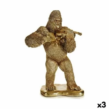 Decorative Figure Gorilla Violin Golden 16 x 40 x 30 cm...