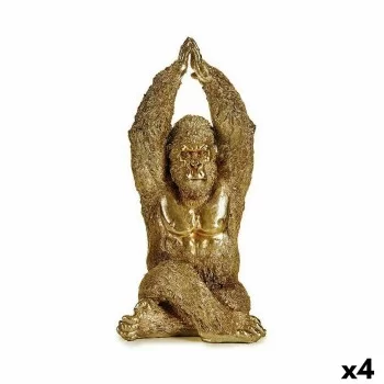 Decorative Figure Yoga Gorilla Golden 17 x 36 x 19,5 cm...
