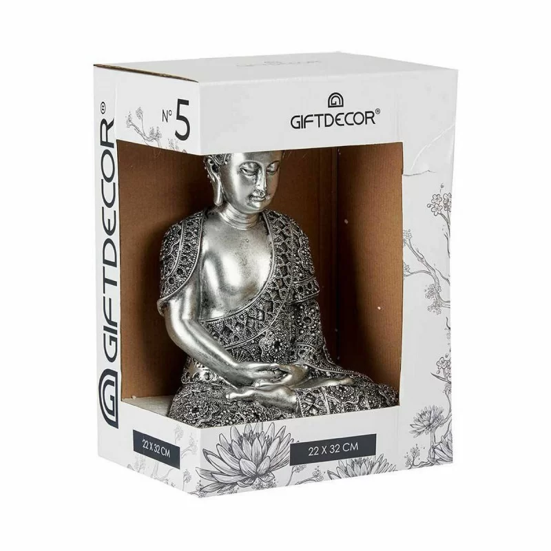 Decorative Figure Buddha Sitting Silver 17 x...