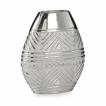 Vase Width Silver Ceramic 9,8 x 26,5 x 22 cm (6 Units) 2