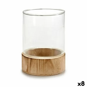 Candleholder Brown Transparent Wood Crystal 14,5 x 19,3 x...