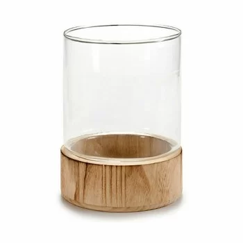Candleholder Brown Transparent Wood Crystal 14,5 x 19,3 x... 2