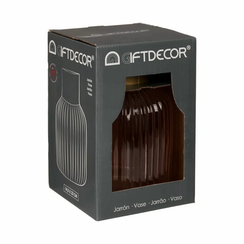 Vase Stripes Pink Golden Glass 14,5 x 22 x 14,5...