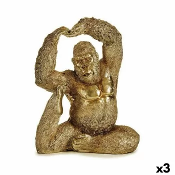 Decorative Figure Yoga Gorilla Golden 14 x 30 x 25,5 cm...