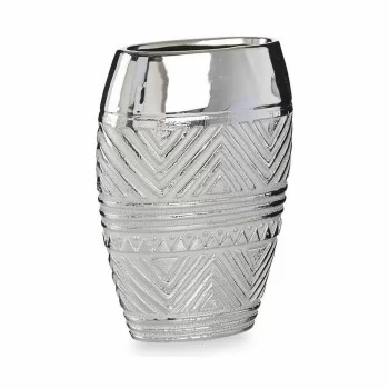 Vase Width Silver Ceramic 9,5 x 26,5 x 19,5 cm (6 Units) 2