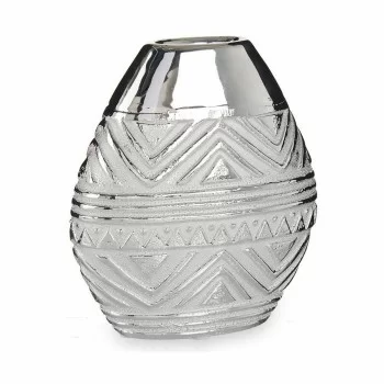 Vase Width Silver Ceramic 8 x 19,5 x 17,5 cm (6 Units) 2