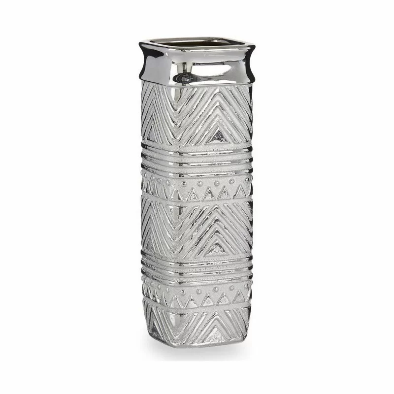Vase Rectangular Silver Ceramic 10 x 30 x 10 cm...