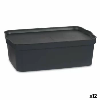 Storage Box with Lid Anthracite Plastic 14 L 29,5 x 14,3...