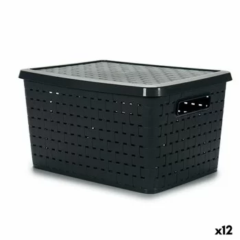 Laundry Basket With lid Grey Plastic 40 L 35 x 25 x 46 cm...