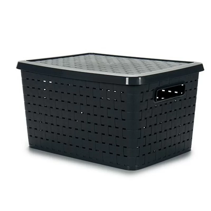 Laundry Basket With lid Grey Plastic 40 L 35 x...