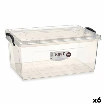 Storage Box with Lid Transparent Plastic 22 L 32 x 20,5 x...