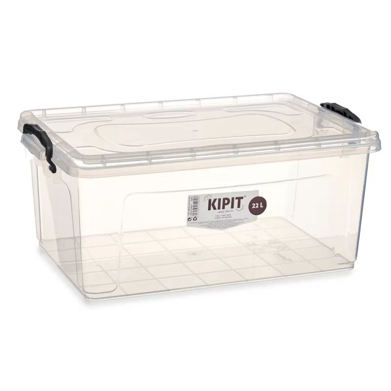 Storage Box with Lid Transparent Plastic 22 L...