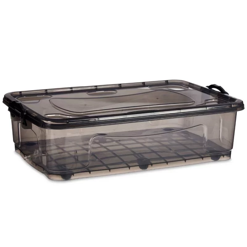 Storage Box with Wheels Anthracite Plastic 40 L...