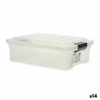 Storage Box with Lid Transparent Plastic 35 x 14 x 47 cm...