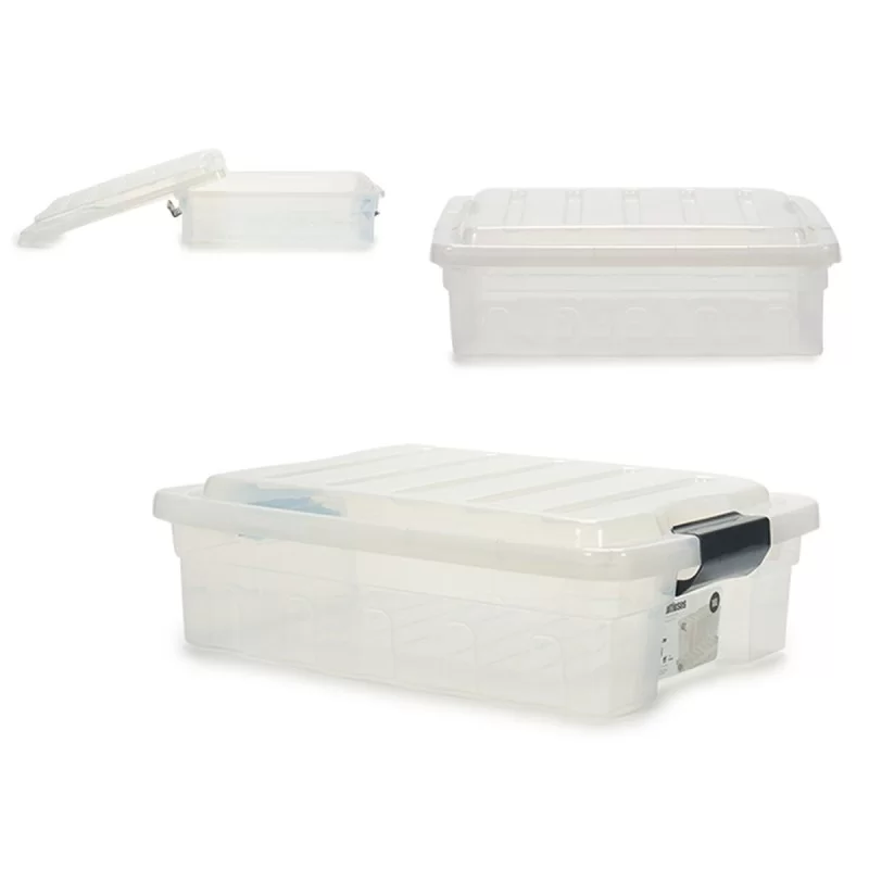 Storage Box with Lid Transparent Plastic 35 x...