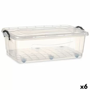 Storage Box with Wheels Transparent Plastic 30 L 40 x...