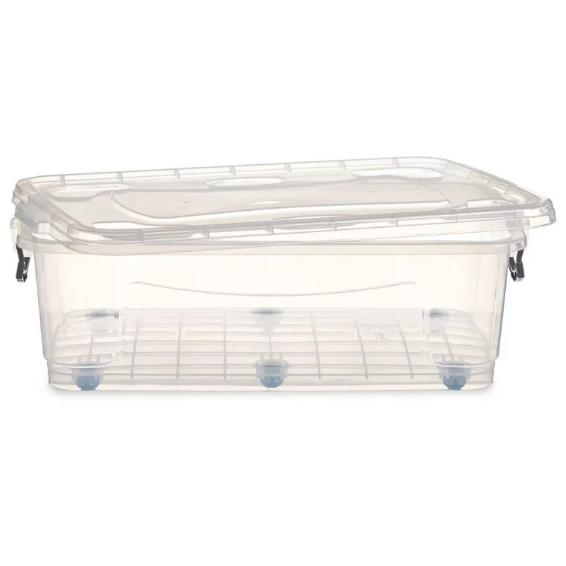 Storage Box with Wheels Transparent Plastic 30...
