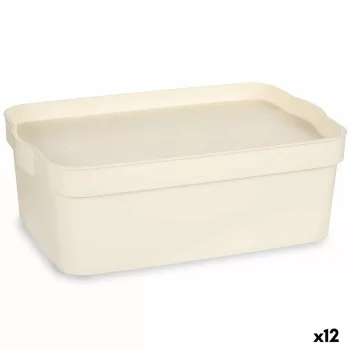 Storage Box with Lid Cream Plastic 6 L 21,5 x 11 x 31,5...