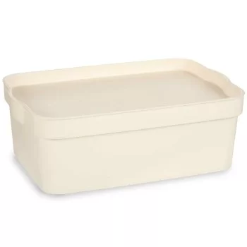 Storage Box with Lid Cream Plastic 6 L 21,5 x 11 x 31,5... 2