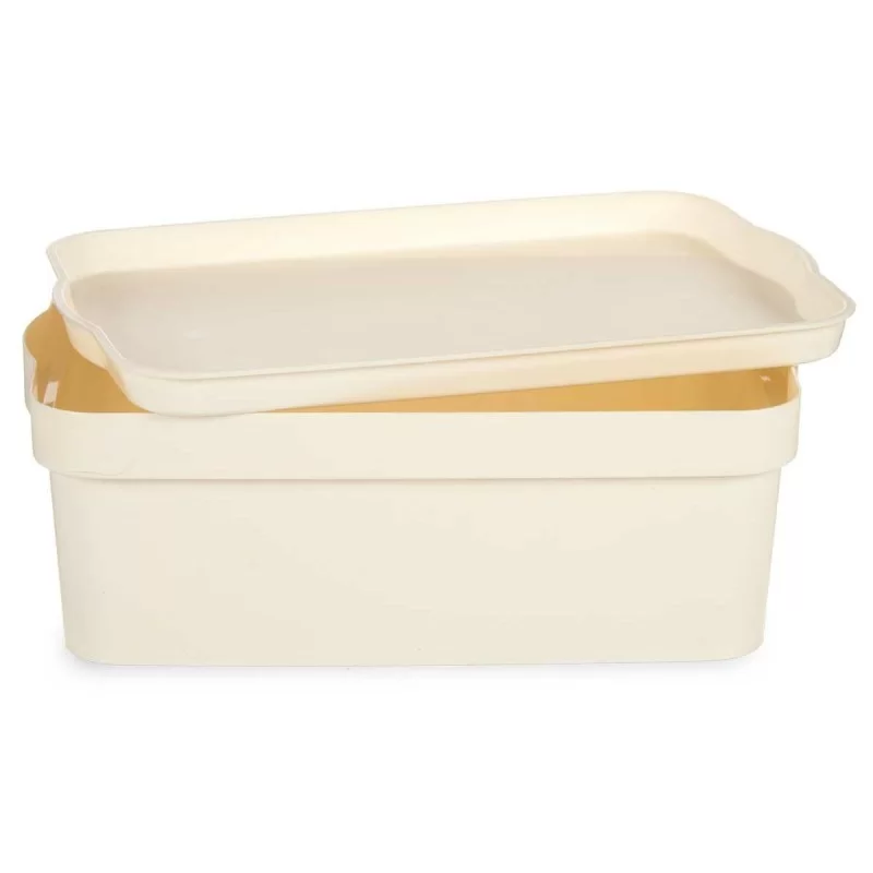 Storage Box with Lid Cream Plastic 6 L 21,5 x...