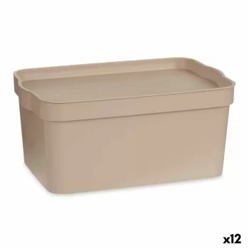 Storage Box with Lid Beige Plastic 7,5 L 21,5 x 14,5 x 32...