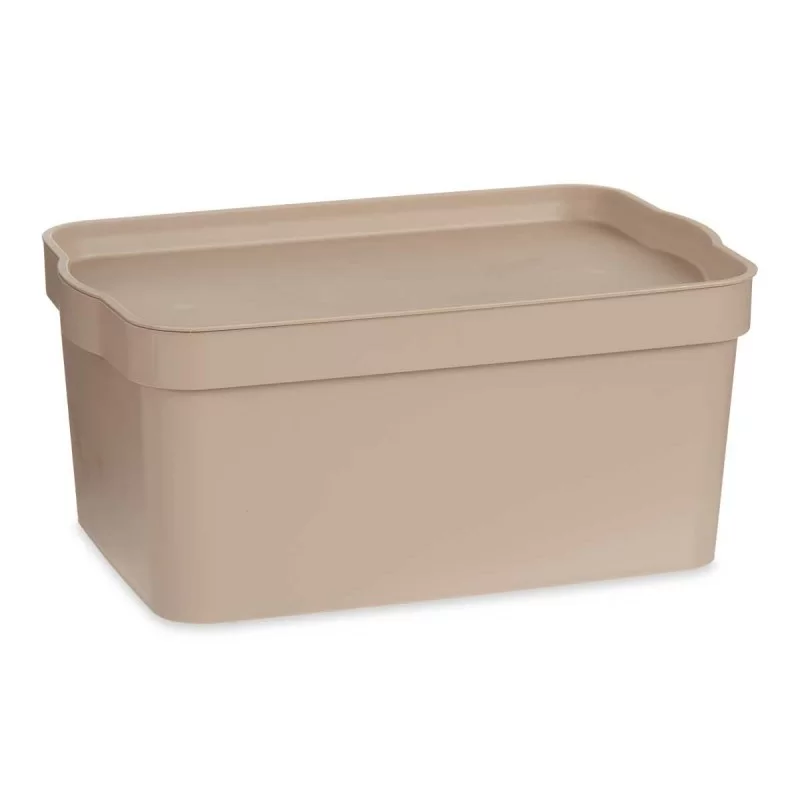 Storage Box with Lid Beige Plastic 7,5 L 21,5 x...