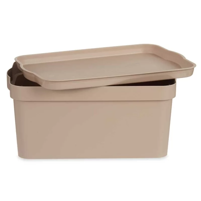 Storage Box with Lid Beige Plastic 7,5 L 21,5 x...
